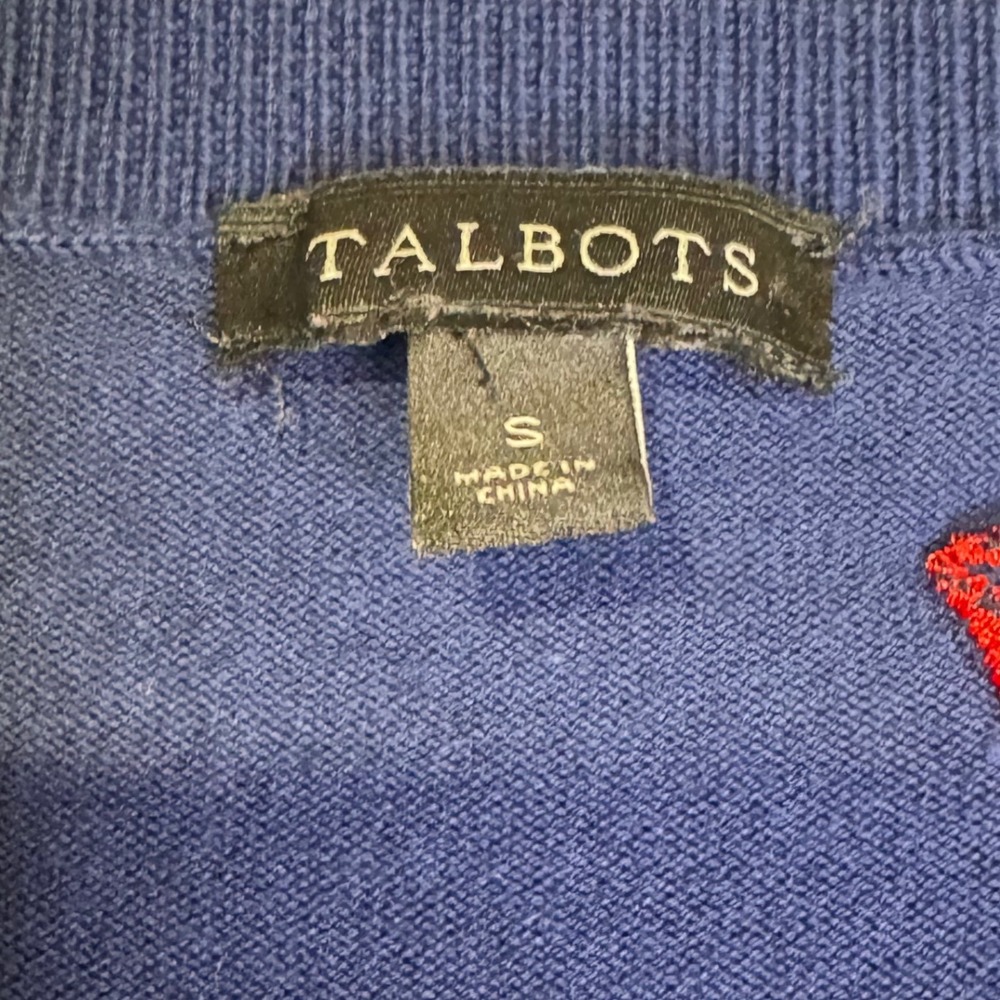 Talbots Navy Blue Embroidered Paris Theme Pullover Top Eiffel Tower Size S - Picture 3 of 7